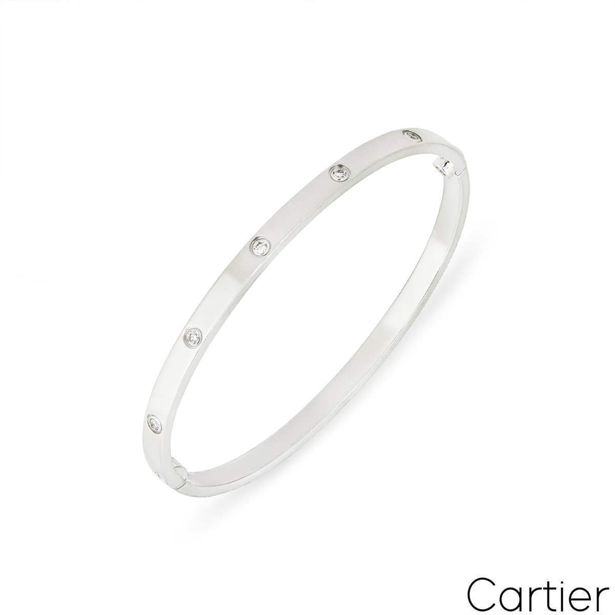 Cartier White Gold Full Diamond Love Bracelet SM Size 17 B6048017